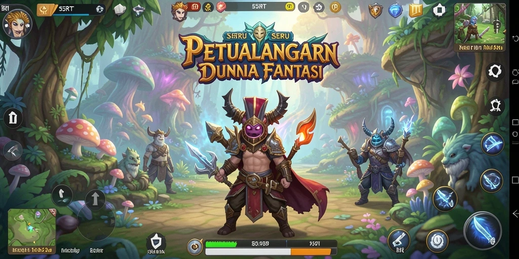 Screenshot gameplay 55RT menampilkan petualangan mendebarkan di dunia fantasi.