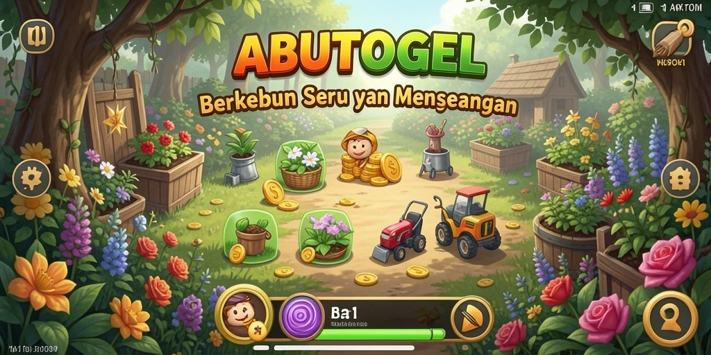 Tampilan gameplay seru di ABUTOGEL saat berkebun.
