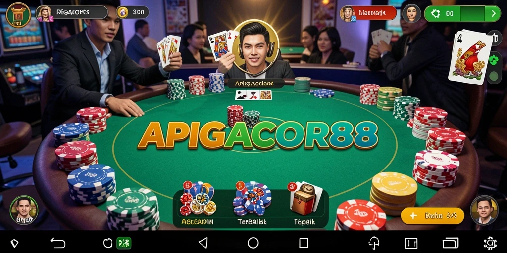 Tampilan gameplay Poker yang mendebarkan di APIGACOR88.
