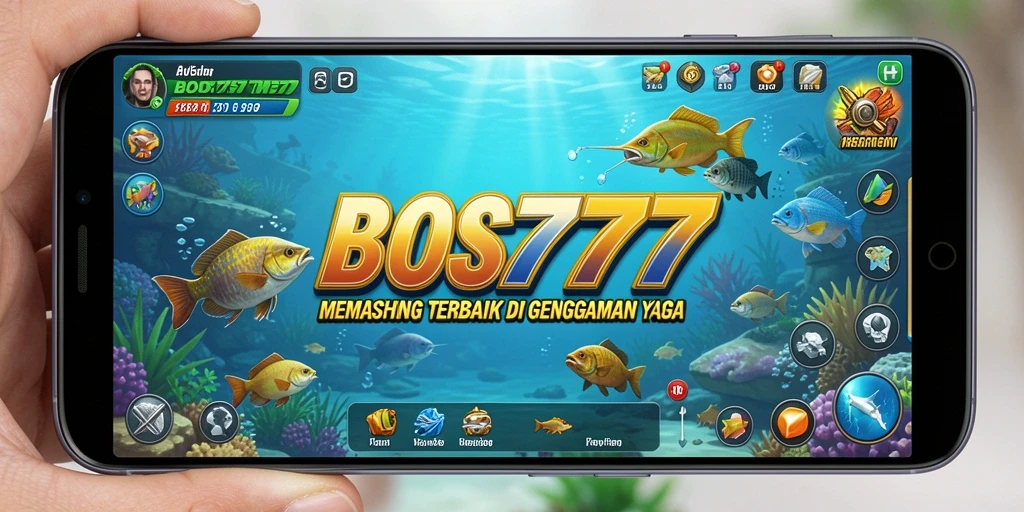 Gameplay seru di BOS777, menangkap berbagai ikan dengan alat pancing.