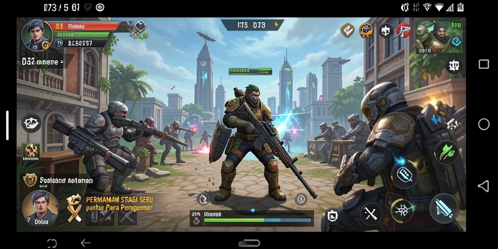 Screenshot utama D73 menampilkan strategi perang yang mendebarkan.
