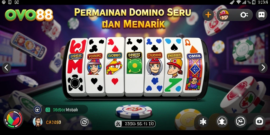 Screenshot OVO88 menampilkan gameplay Domino yang menarik dan interaktif.