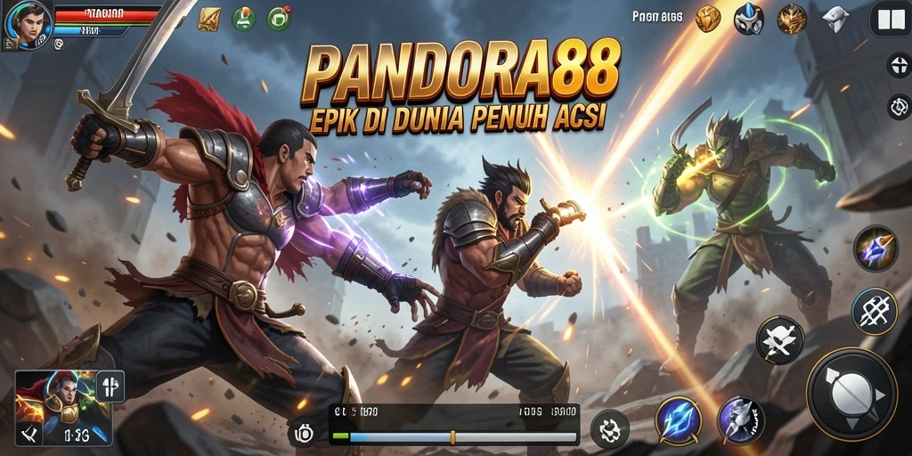 Tampilan gameplay seru PANDORA88 dengan pertarungan yang intens.