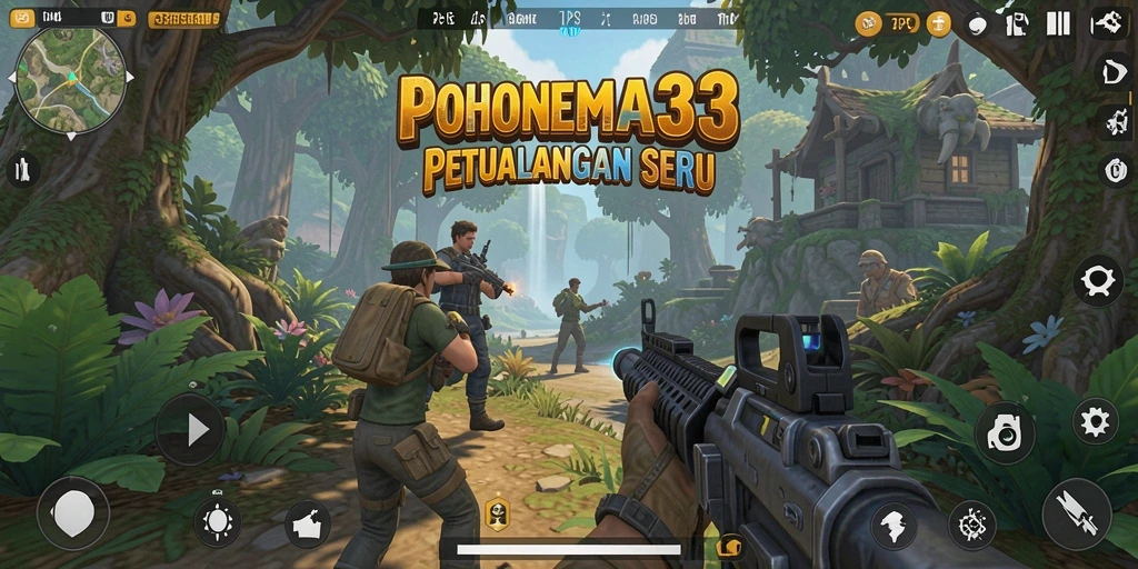 Tampilan gameplay mendebarkan di POHONEMAS33 dengan aksi TPS.