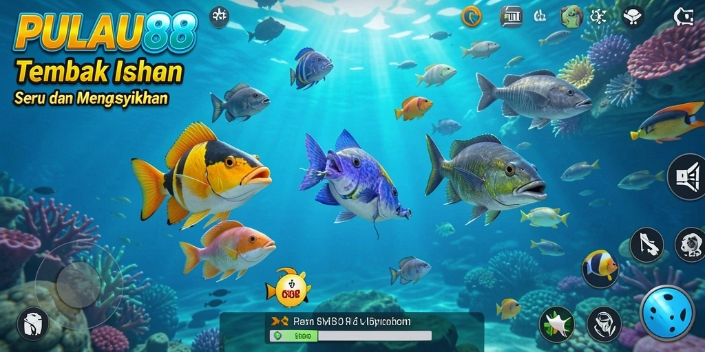 Tampilan gameplay PULAU88 dengan aksi menembak ikan yang seru.