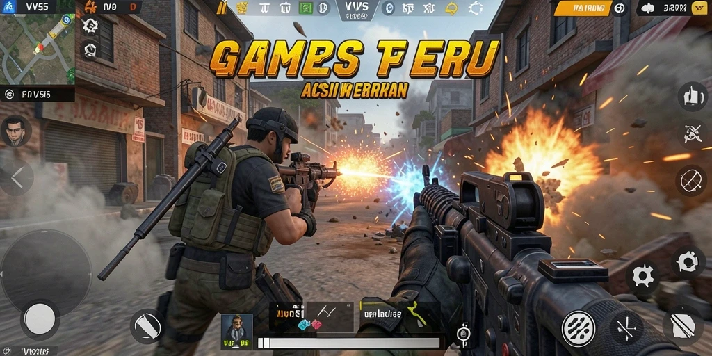Tangkapan layar menunjukkan gameplay intens dari VV55 di medan pertempuran.