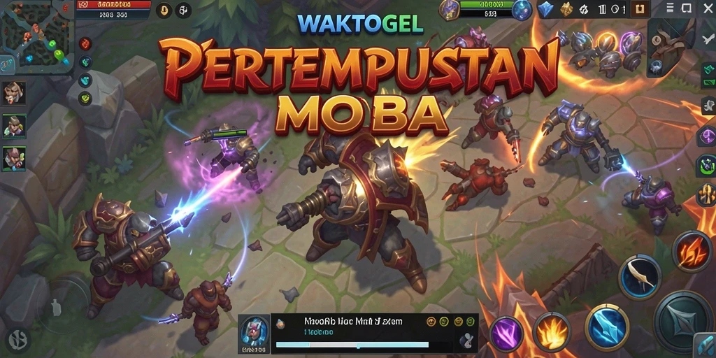 Tangkapan layar gameplay WAKTOGEL dengan aksi seru di arena MOBA.